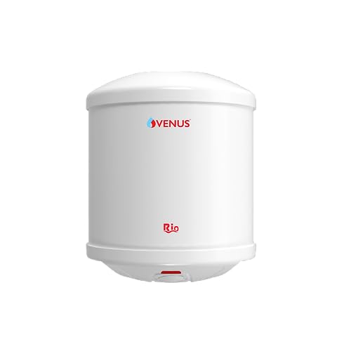 VENUS Rio 010Rv 10-Litre Storage Water Heater, Porcelain Enamelled Glass Lined Tank (Opal White, Bee Star Rating - 4 Stars, Wall)