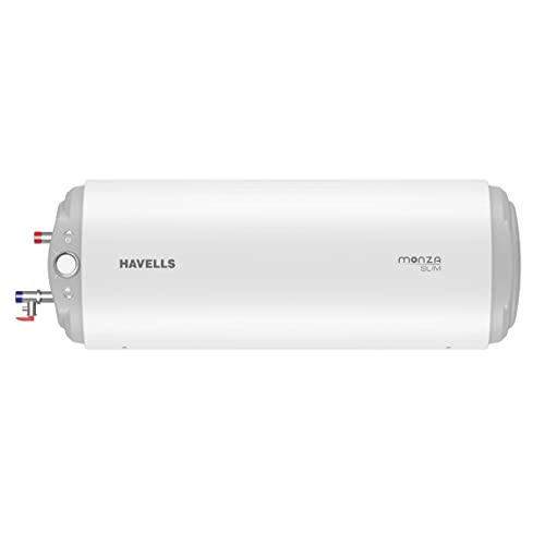 Havells Monza Slim 25-Litre Left Horizontal Storage Water Heater (Geyser), White 4 Star