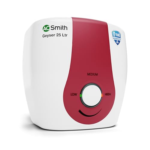 AO Smith Geyser 25 Liter with 3KW Element | 33% Faster Heating | Storage Geyser | Blue Diamond Glass-Lined Tank for 2X Corrosion Resistance | Warranty: 7 Yr Tank, 2 Yr Comprehensive | SGS-GREEN-025