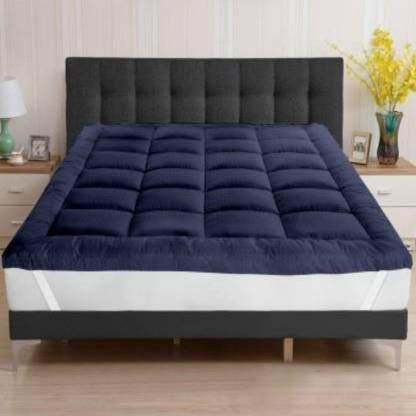 Rajasthan Crafts Microfiber Double Bed King Size Mattress Topper/Padding (72inch x 78inch, Navy Blue)