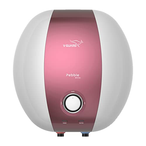 V-Guard Pebble Shine 25 Litre Water Heater (Geyser) with Rust-proof ABS Body | BEE 5 Star Rating for Superior Energy Efficiency | Enhanced Durability with Vitreous Enamel Tank Coating | Suitable for High-rise Buildings and Hard Water | Free PAN India Installation & Connection Pipes | White-Grape Frost