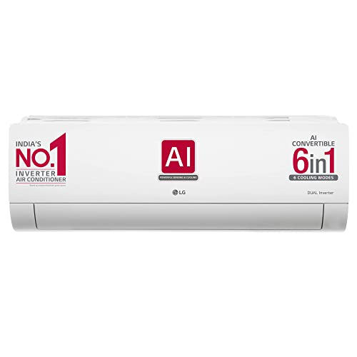LG 1.5 Ton 5 Star AI DUAL Inverter Split AC (Copper, Super Convertible 6-in-1 Cooling, HD Filter with Anti-Virus Protection, 2023 Model, RS-Q19YNZE, White)