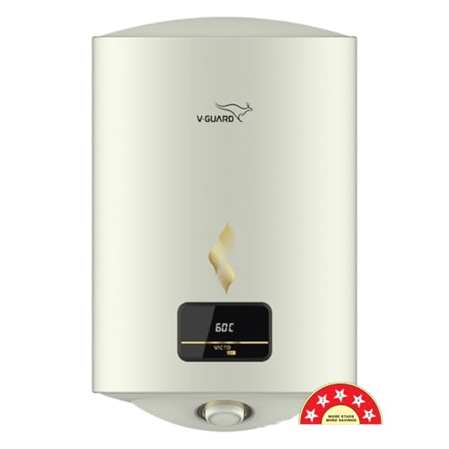 V-Guard Victo DG 15 Litre Water Heater with Free Installation & Free Connection Pipes (Digital Display, BEE 5 Star Rated), White (15 Litre),Wall