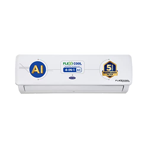 Carrier 1.5 Ton 3 Star AI Flexicool Inverter Split AC (Copper, Convertible 4-in-1 Cooling,High Density Filter, Auto Cleanser, 2023 Model,ESTER Exi - CAI18ER3R32F0,White)