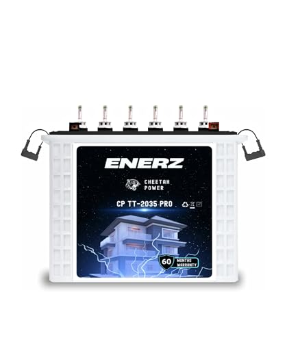 ENERZ CP TT-2035 PRO 12V 200Ah Tall Tubular Inverter Battery 12+ Hour Backup, 5-Year Warranty, 7-9 Years Life | Reliable Power for Home & Office