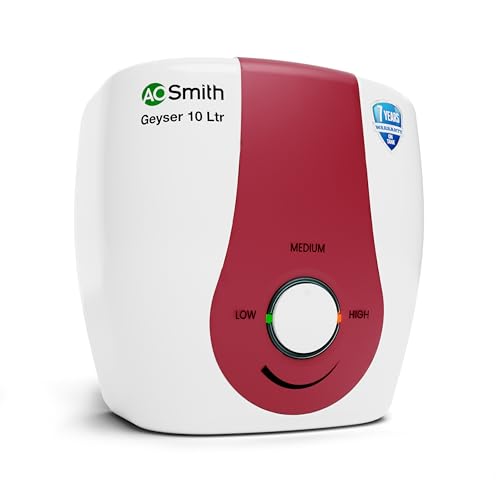 AO Smith Geyser 10 Liter with 3KW Element | 33% Faster Heating | Storage Geyser | Blue Diamond Glass-Lined Tank for 2X Corrosion Resistance | Warranty: 7 Yr Tank, 2 Yr Comprehensive | SGS-GREEN-010