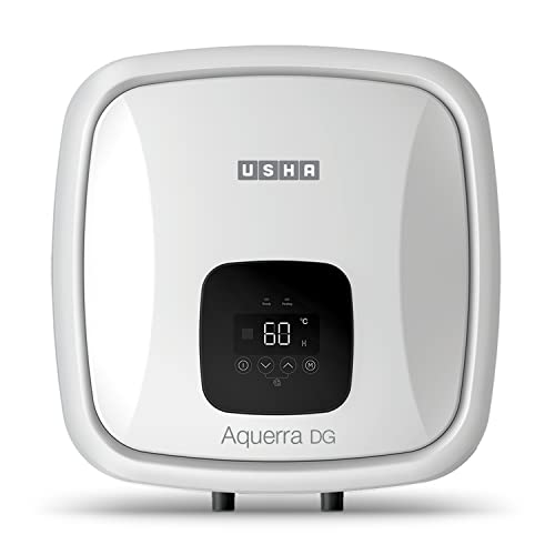 Usha Aquerra DG 25 Litre 5 Star Digital Storage Water Heater with Remote (White), Wall Mounting