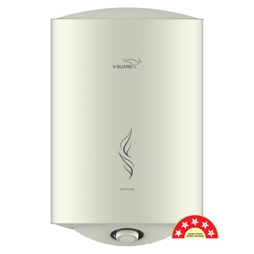 V-Guard Divino Geyser 10 Litre Wall Mount Water Heater For Home|5 Star Rating|Vitreous Enamel Tank Coating|Advanced Multi-Layered Safety|Suitable For Hard Water&High-Rise Buildings|White