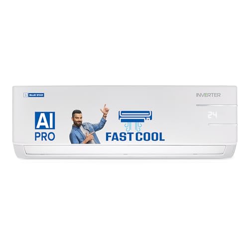 Blue Star 1.5 Ton 5 Star, 60 Months Warranty, Inverter Split AC (Copper,Convertible 5 in 1 Cooling, Multi Sensors Blue Fins, Self Diagnosis, IC518YNUR, White)