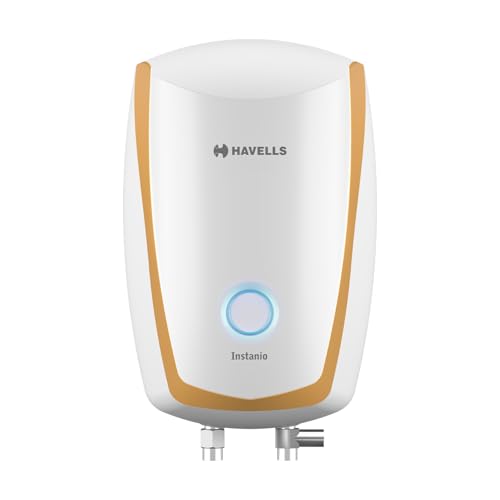 Havells Instanio 3L Instant Water Heater(Geyser)|Temp. Sensing LED Indicator| Rust & Shock Proof Body| ISI Marked|With Flexible Pipes|Warranty:5 year on Inner Tank| High Rise Compatible(White Mustard)