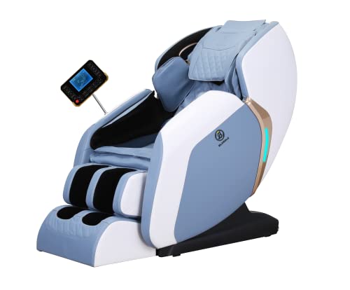 BLAKOLE® Luxury Comet Elegant 3D Full Body Zero Gravity Massage Chair, Premium Bluetooth Speakers, Heating Therapy for Waist & Calf with Extensive SL Track Roller Massage (Blue, Leather)