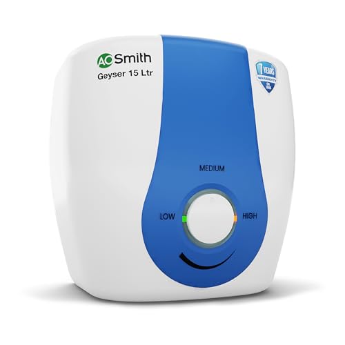 AO Smith Geyser 15 Ltr With 5 Star BEE Rating, Vertical Water Heater | Geyser 15+ Litre For High Rise Building | 7 Year Tank Warranty, 2 Year Comprehensive Warranty | SDS-GREEN-015