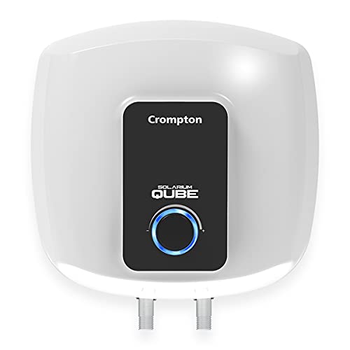 Crompton Solarium Qube 15-L 5 Star Rated Storage Water Heater (Geyser) with Free Installation and Connection Pipes (White and Black)