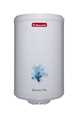 Racold BUONO PRO NXG Storage Water Heater 25L - Free Standard Installation & Pipes, 5 Star Rated, ABS Body Vertical Geyser for Bathroom,3 Safety Levels, Rust Proof Body with Titanium Coating, White