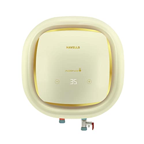 Havells Adonia-i 15 Litre Storage Water Heater | Color Changing LED, Digital Display, Smart Geyser, Works With Alexa & Google Home | (Free Flexi Pipes, Installation, & Shock Safe Plug) | (Ivory)