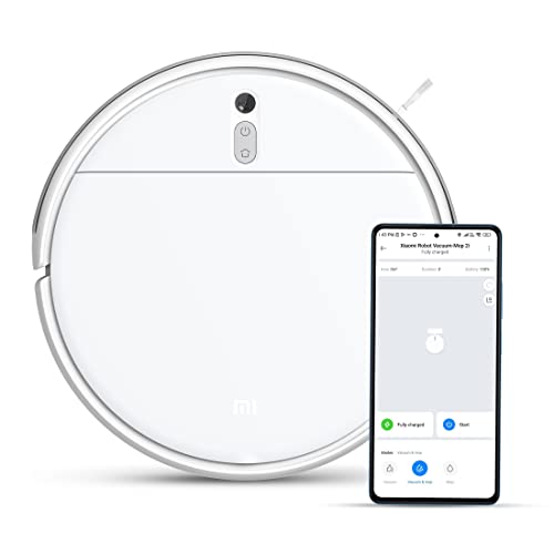 Mi Xiaomi Robot Vacuum-Mop 2i, 2200 Pa Powerful Suction, 450 mL Large-Capacity Dustbin, Electronically-Controlled 270 mL Water Tank, Controls remotely via app, Alexa/GA Enabled, White