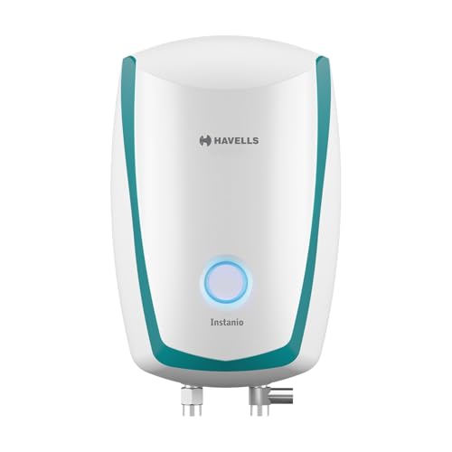 Havells Instanio 3L Instant Water Heater(Geyser)| Temp. Sensing LED Indicator| Rust & Shock Proof Body| ISI Marked|With Flexible Pipes|Warranty: 5 year on Inner Tank| High Rise Compatible (White Blue)