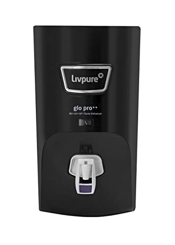 Livpure GLO PRO++ RO+UV+UF+ Taste Enhancer, Water Purifier for Home - 7 L Storage, Black