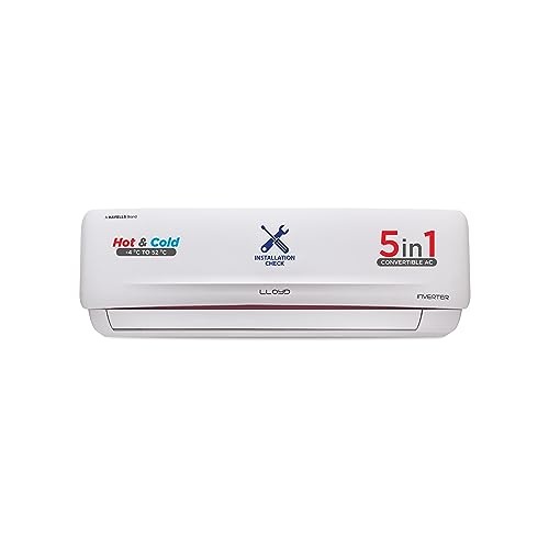 Lloyd 1.5 Ton 3 Star Hot & Cold Inverter Split AC (5 in 1 Convertible, Copper, Anti-Viral + PM 2.5 Filter, Anti Corrosion Coating, White with Red Deco Strip, GLS18H3FWRHP)