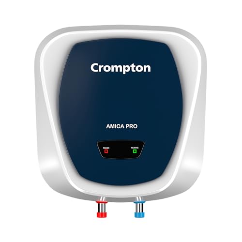 Crompton Amica Pro 15-L, 5 Star Rated Storage Water Heater with Superior Glassline Coated Tank, Powerful 2000W Heating Element, Rust Proof Plastic Body and Advanced 3 Level Safety (White and Blue)