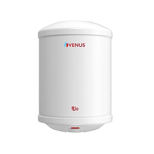 VENUS Rio 010Rv 10-Litre Storage Water Heater, Porcelain Enamelled Glass Lined Tank (Opal White, Bee Star Rating - 4 Stars, Wall)