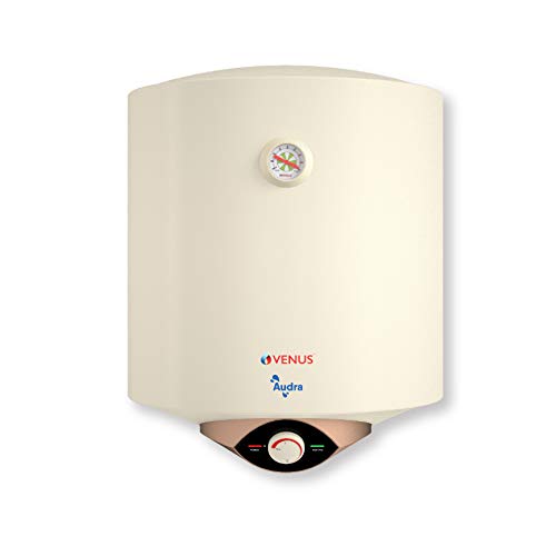 VENUS Audra 10AV 10-Litre (Ivory) Water Heater, Porcelain Enamelled Glass Lined Tank | BEE Star Rating - 5 Stars:ISI | Free Flexible Hose | Guarantee -7 Years on Inner Tank.