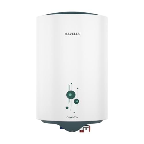 Havells Monza 25 Litre Storage Wall Mount Water Heater | Feroglas Coated Tank, Heavy Duty Heating Element | Warranty: 5 Year on Tank, Protective Anode Road, 8 Bar Working Pressure | (White)