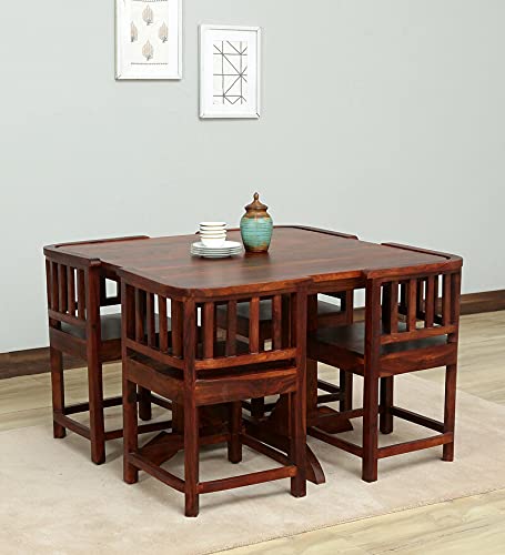 wopno Furniture Pure Sheesham Solid Wood Dining Table for Living Room Home Hall Hotel Dinner Restaurant Wooden Dining Table Dining Room Set Home & kitchen (4 Seater, Honey Oak)