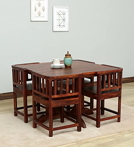 wopno Furniture Pure Sheesham Solid Wood Dining Table for Living Room Home Hall Hotel Dinner Restaurant Wooden Dining Table Dining Room Set Home & Kitchen (4 Seater, Honey Oak)