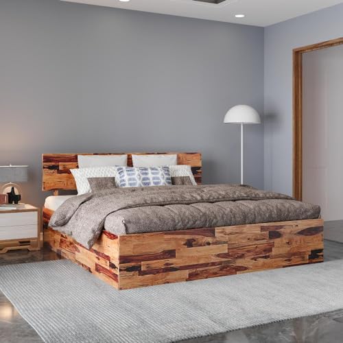 Wakefit Bed | King (78 X 72) Sheesham Wood Bed with Storage, 3 Year Warranty | - Andromeda - Natural