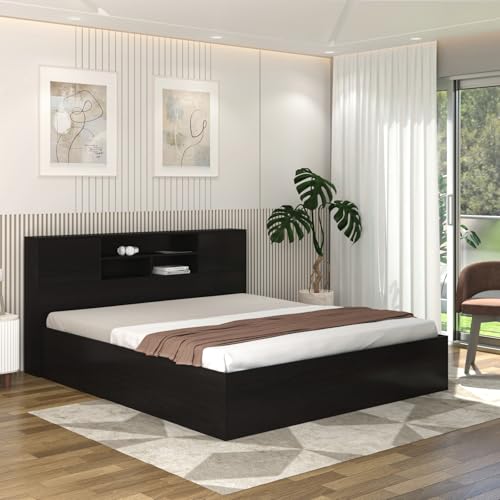 Callas Neville Engineered Wood King Size Bed (Black, King Size with Storage)