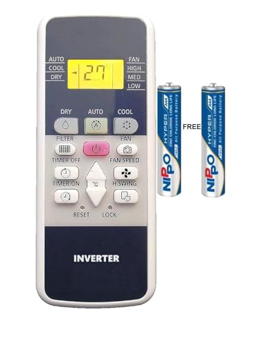 Hitachi Inverter AC Remote Original Compatible Exactly Same Remote Will Work Only (Come with 2 AAA Batteries)