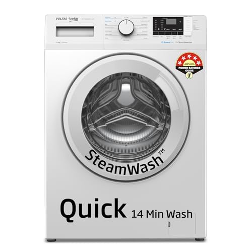 Voltas Beko, A Tata Product 7 Kg 5 Star Inverter, Quick 14-Min Wash Fully Automatic Front Load Washing Machine (2024 Model, WFL7012B7JVBKA/WXV, White, Inbuilt Heater/Hygiene Steam/Digital Display)