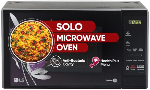 LG 20 L Solo Microwave Oven (MS2043BP, Black, Health plus Menu, I-Wave Technology, Indian Cuisine, Even Reheat & Defrost, Auto Cook Menu, Anti-Bacterial Cavity & Steam Clean)