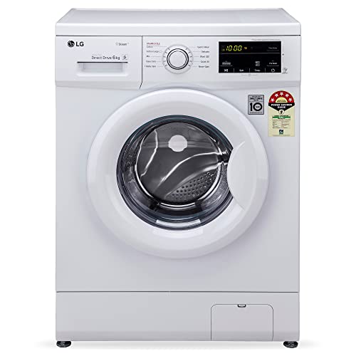 LG 6 Kg 5 Star Inverter Fully-Automatic Front Loading Washing Machine (FHM1006SDW, White, 6 Motion Direct Drive)