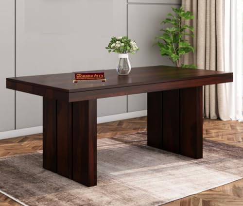 THE WOODEN CITY Wooden Table Solid Sheesham Wood Dining Table 6 Seater | Dinning Room Furniture | 6 Seater Dining Table Without Chair (Walnut6s)