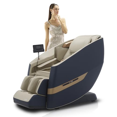 Lixo Metal Massage Chair - Li4400, Comt With 22 Auto Wellness Programs, 4 Innovative Features, Smart Voice Controller, Lcd Screen. Prime Triple-Core Massage Chair Full Body, Blue,Beige