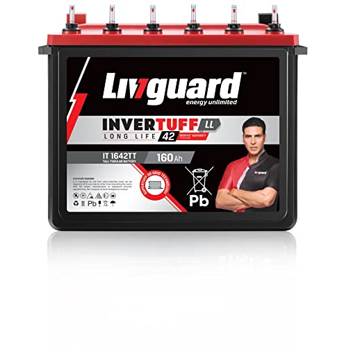 Livguard IT 1642TT | Recyclable Tall Tubular Battery with Fast Charging |160 Ah Inverter Battery for Home, Small Shops & Offices with Long Life & Extra Backup_IT 1642TT