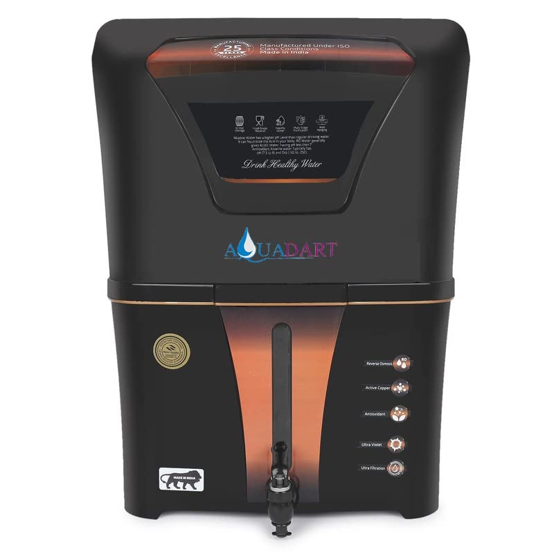 AquaDart Copper RO Water Purifier RO + UV + UF + TDS Controler + Full Automatic 12L {BLACK}