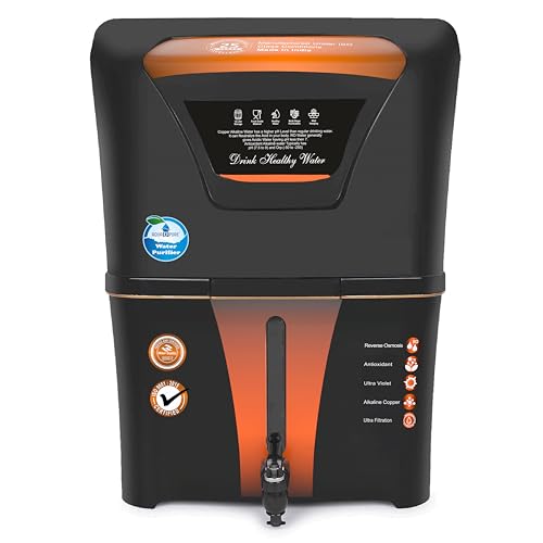 AQUA D PURE 4 in 1 Copper RO Water Purifier with 10 Stage Purification Filtration, UV, UF, TDS Adjuster and 12 Liter Large Storage Tank, Suitable for all type of water supply