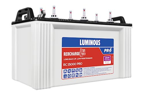 Luminous Red Charge RC 15000 PRO 120 Ah Short Tubular Inverter Battery with 48 Months Warranty for Home, Office & Shops