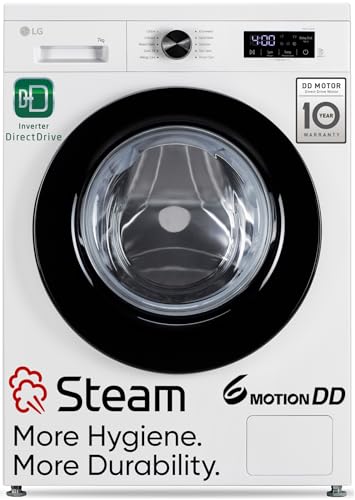 LG 7 Kg 5 Star Steam, Inverter Direct Drive Technology, 6 Motion DD, Fully-Automatic Front Load Washing Machine (FHB1207Z2WB, Dial + Full Touch Buttons & LED Display, Essence White)