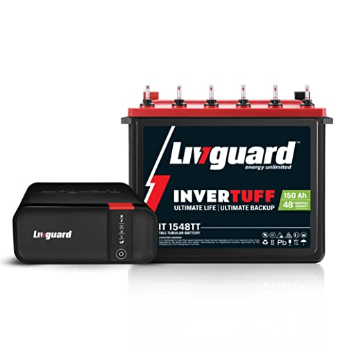 Livguard Inverter & Battery Combo |LGS1000i_IT 1548TT |LGS1000i - 800 VA/12V Sine Wave Inverter |IT 1548TT 150 Ah with 54 Months Battery Warranty |Reliable for Home, Office and Shop