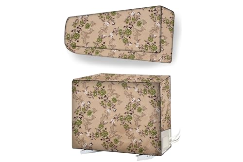 Stylista Split AC Cover Set of Indoor and Outdoor Unit Used for 1.5 Ton Daikin FTKM50 - Floral Pattern Beige