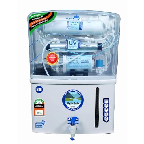 Aqua RO Water Purifier+ RO + UF + UV + TDS Controler || Alkaline Purifier || 12 Leter Water Purifier for Home & Kitchen, Schools, Hospitals|| No Need ||NW-RO-12 Ltr Purification Stages (White)