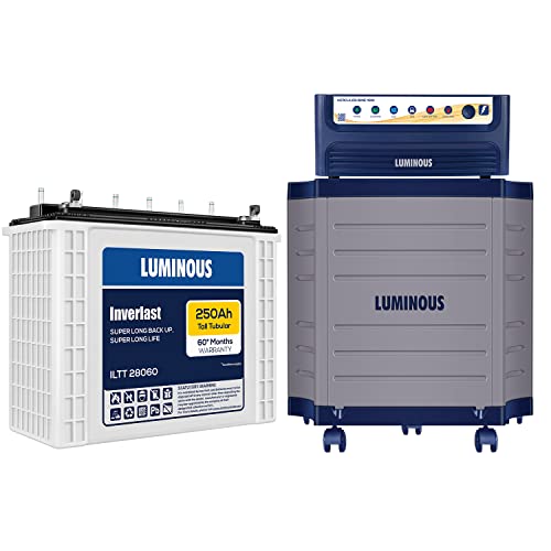 Luminous Inverter, Battery & Trolley Combo for Home,Office & Shops|Hercules 1500 Pure Sine Wave1400VA/12VInverter with ILTT28060TT 250Ah Battery & Trolley Warranty:24 month(Inverter)&36 month(Battery)