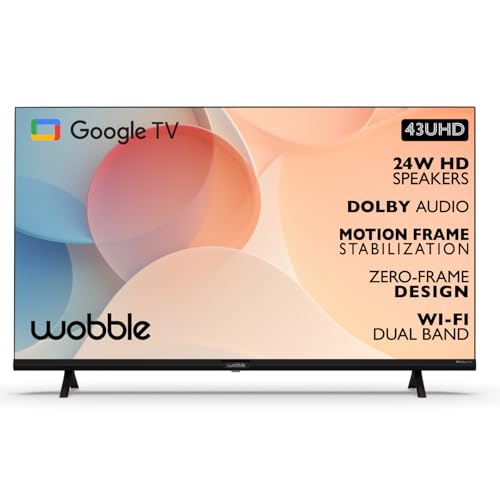 Wobble 109 cm (43 inches) UD Series 4K Ultra HD Smart LED Google TV WB43GTAW9602UDFL (Black)