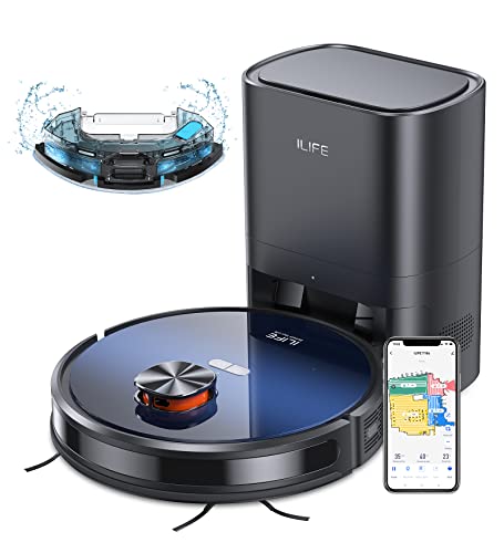 ILIFE T10s Robotic Vacuum Cleaner, Self Emptying upto 60 days, Robot Vacuum and Mop Combo with Lidar Navigation, Customized Schedule Cleaning, Ideal for Hard Floor, Low Pile Carpet, Vacuum and Mop