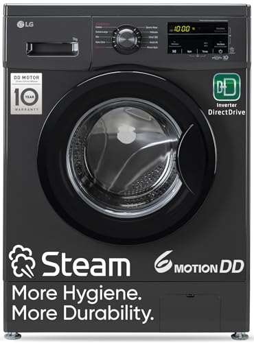 LG 7 Kg, 5 Star, Direct Drive Technology, Steam Wash, 6 Motion DD, Smart Diagnosis, Fully-Automatic Front Load Washing Machine (FHM1207SDM, Allergy Care, In-Built Heater, Touch Panel, Middle Black)