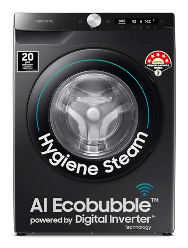 Samsung 8 kg, 5 star, Eco Bubble Technology, AI Control, Wi-Fi, Fully-Automatic Front Load Washing Machine (WW80T504DAB1TL, Hygiene Steam, Black Caviar, Awarded as Washing Machine Brand of the year)